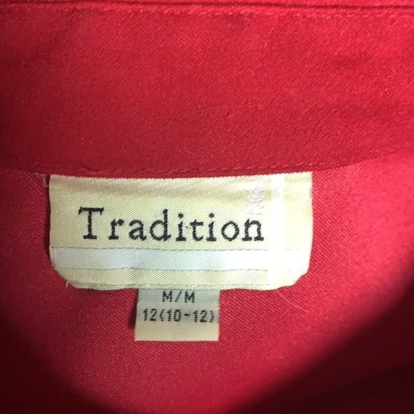 Vintage 🧚‍♀️Tradition Hot Red Long Sleeve Button Up Shirt Blouse Size M - Picture 8 of 11